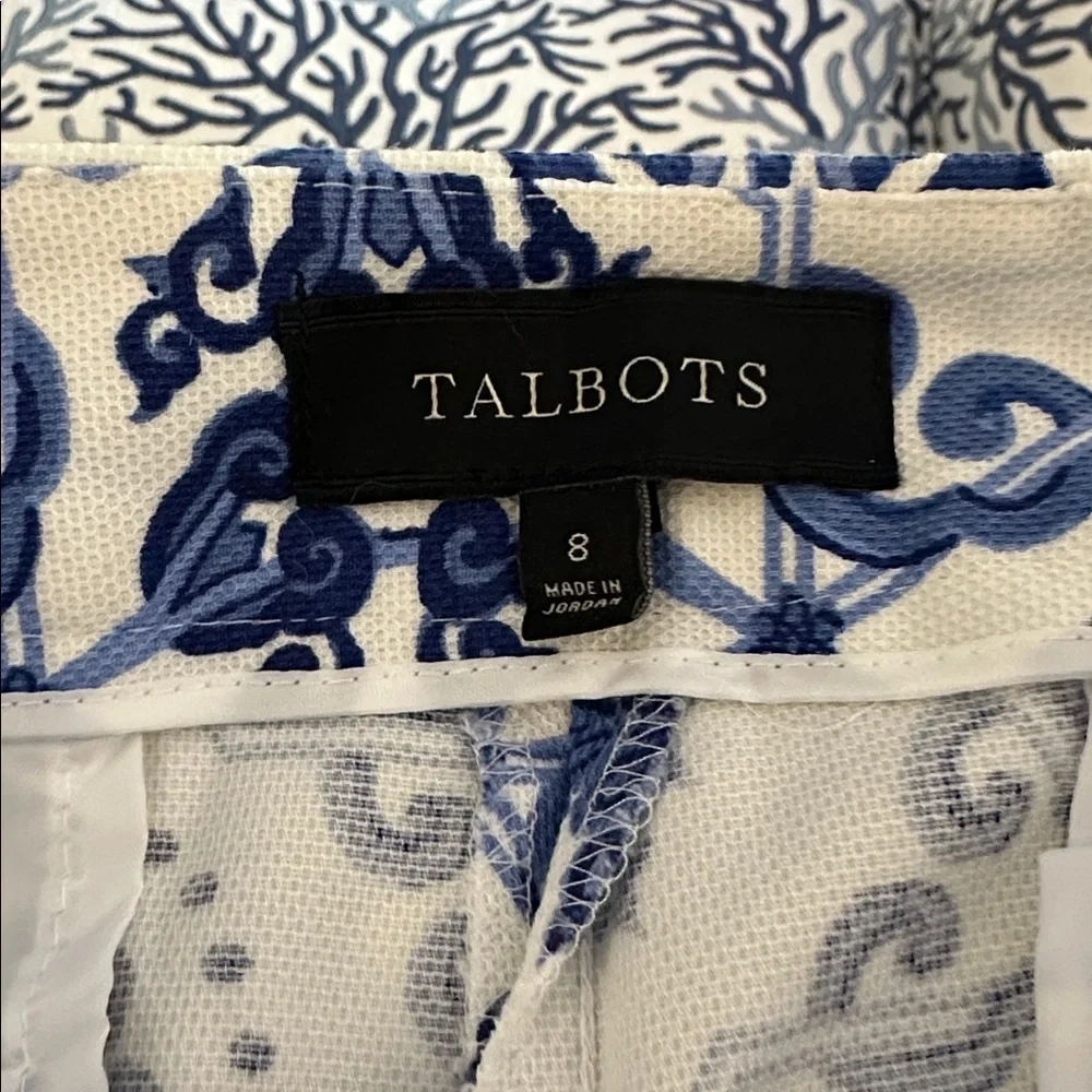 NWOT Women’s Talbots Heritage Blue & White Cropped Pants Size 8